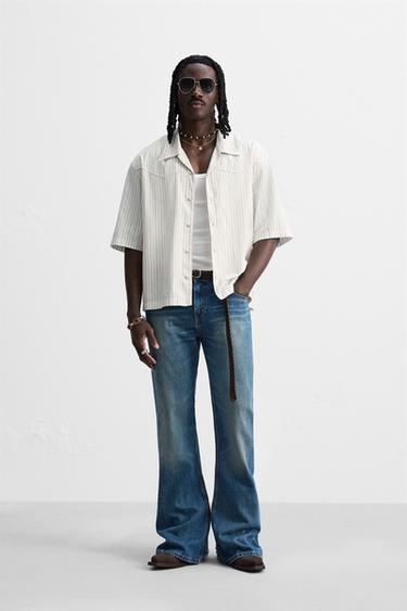 STRIPED EMBROIDERED SHIRT - Ecru by Zara - Image 0