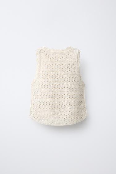 TOP EN CROCHET CŒUR - Écru de Zara - Image 1