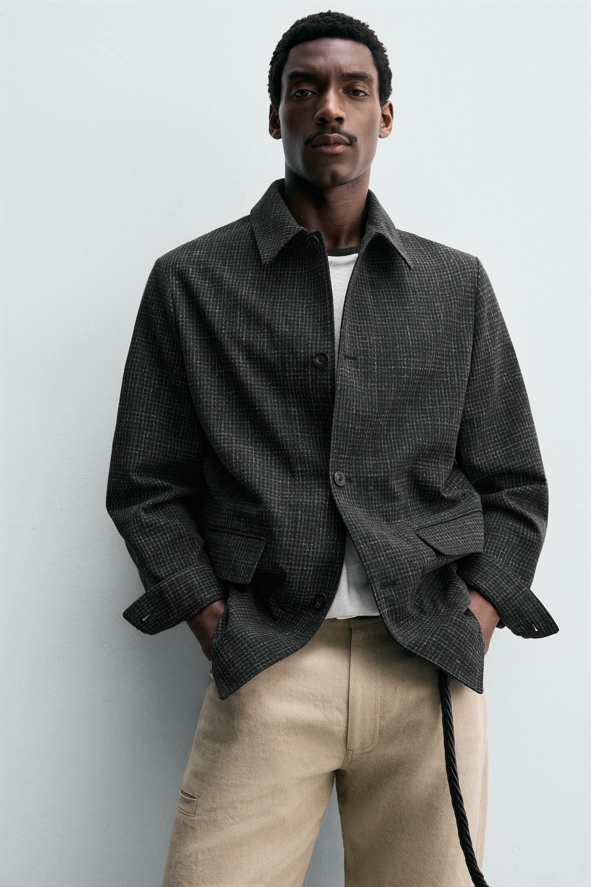 リラックスフィット ワッフルテクスチャーブレザー - ブラック | ZARA