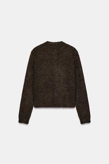 GILET EN MAILLE AVEC BOUTONS BOULES - marron chiné de Zara - Image 7