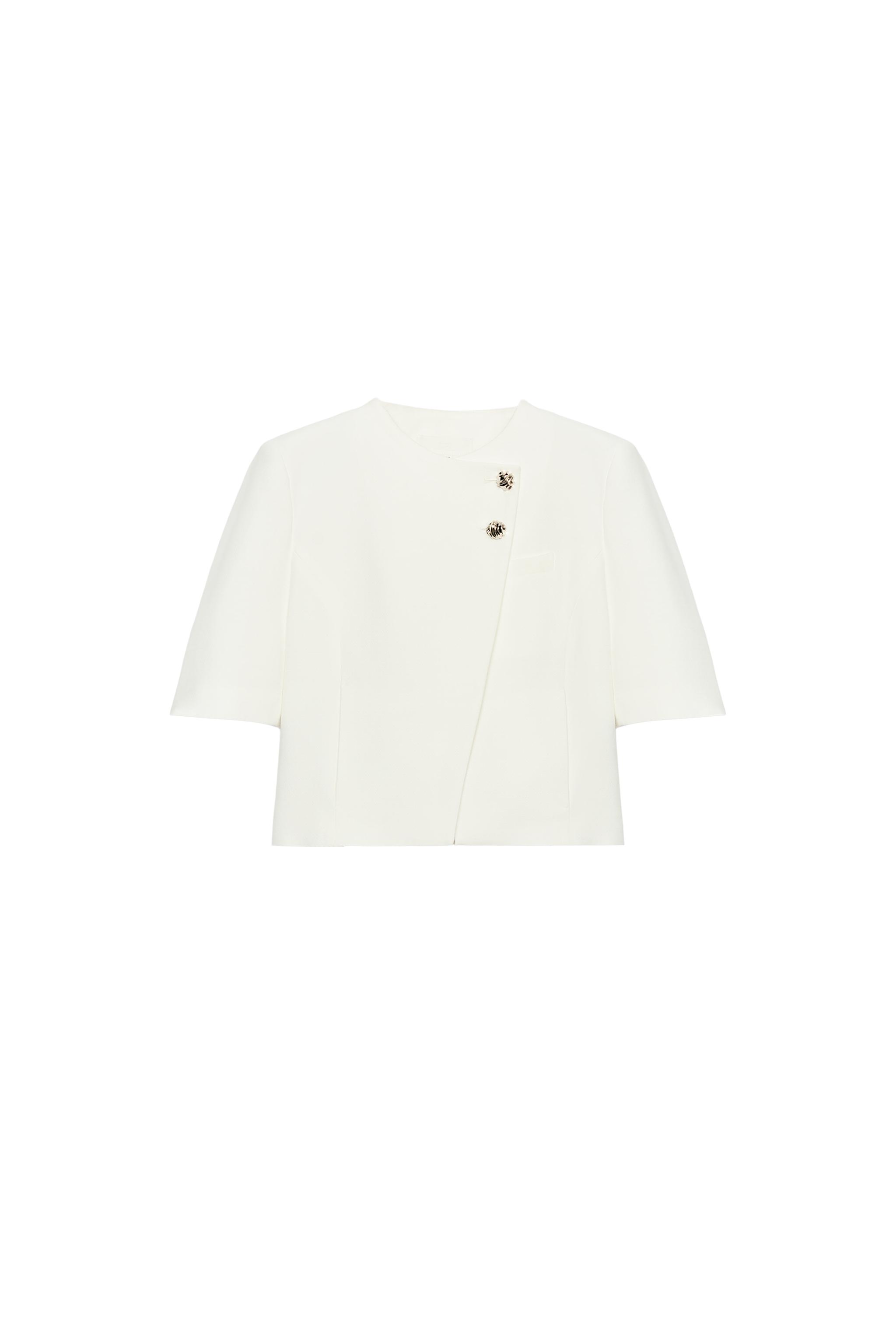 SHORT SLEEVE BLAZER WITH SHOULDER PADS