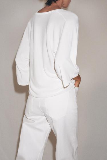FLUID V-NECK KNIT JUMPER - White by Zara - Image 2