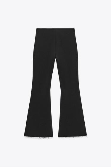 PANTALON ÉVASÉ STRETCH PERLES - Noir de Zara - Image 5