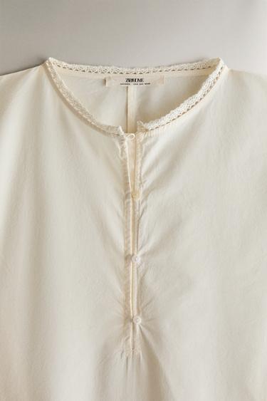 CHEMISE DE NUIT COURTE - Écru de Zara - Image 1