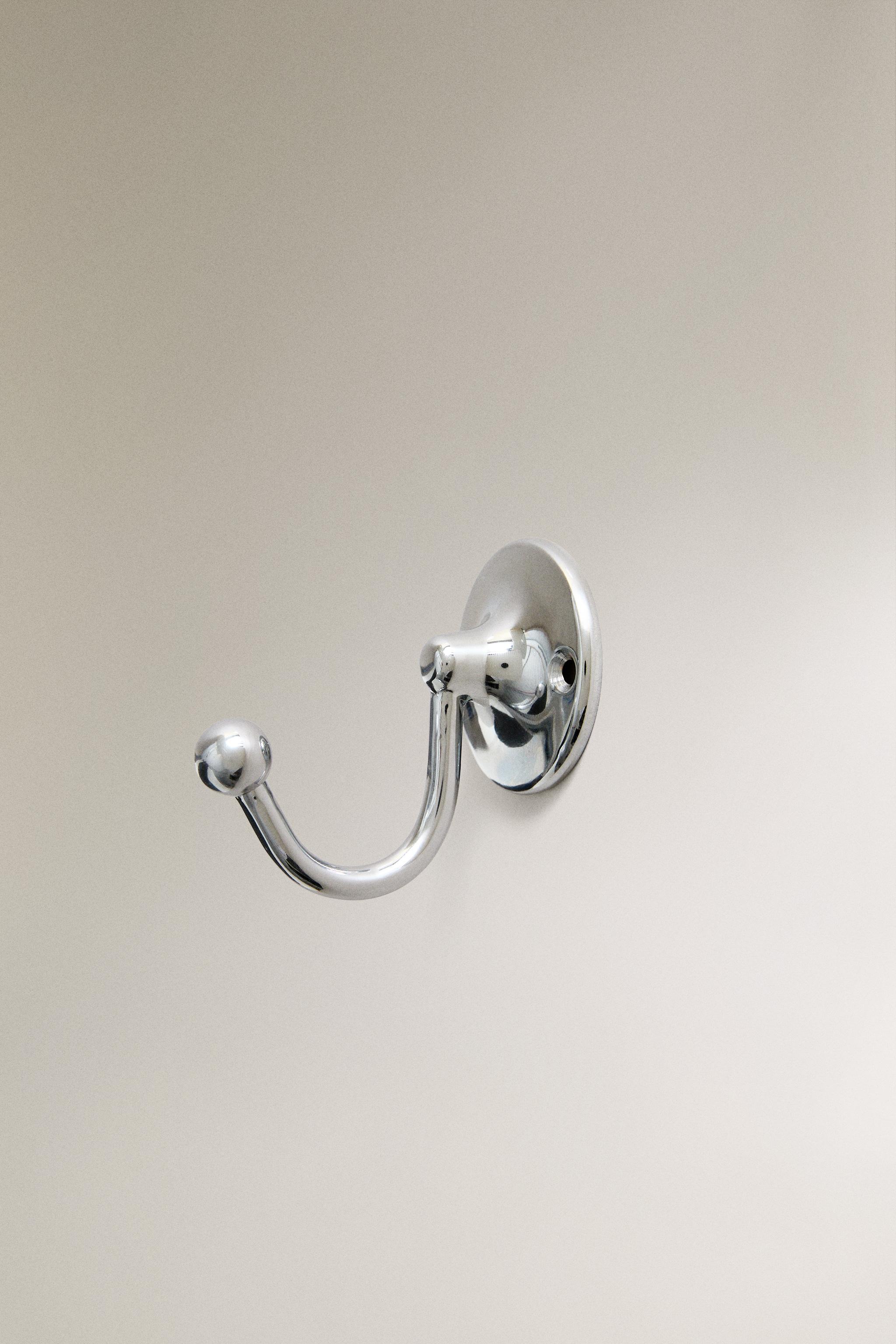 POLISHED SILVER WALL HOOK — Silver
