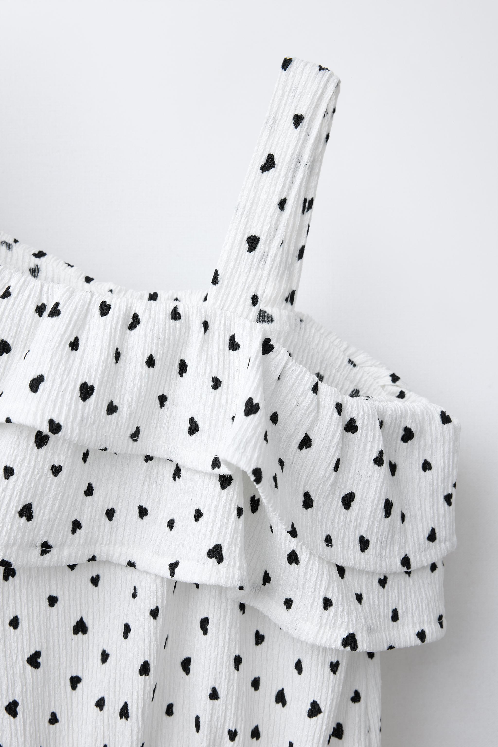 Abito Tuta Corta A Pois Zara TUTA CORTA A CUORI Bianco Nero ZARA