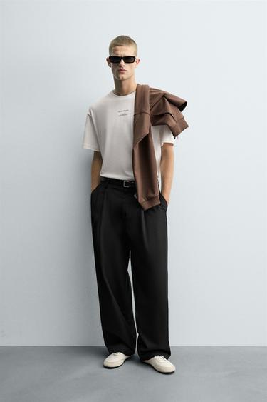 Zara 撞色標籤 T 恤 - 白色 - 圖片 0