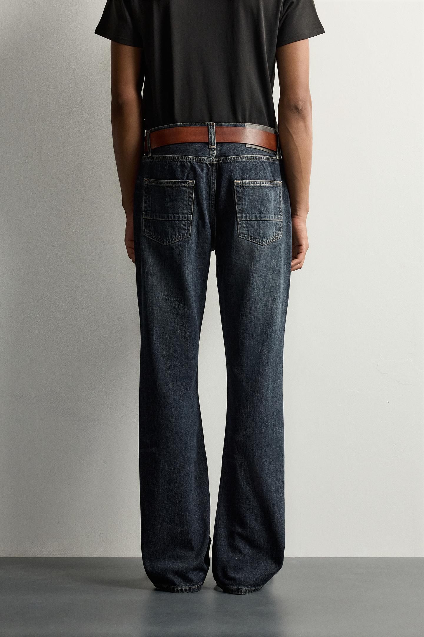 Мужские джинсы Zara Flare Fit, цвет: Синий / Зелёный — фото 3
