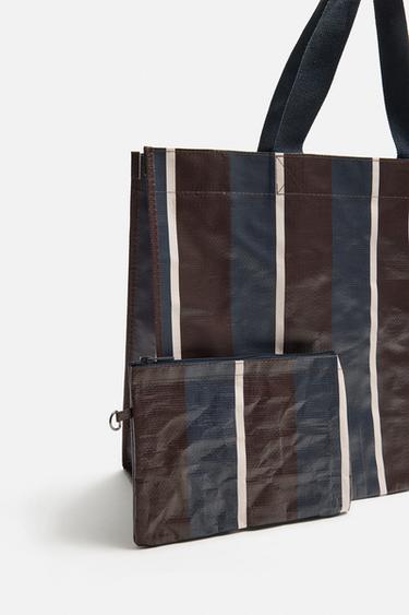 STRIPED TOTE BAG - Black / Brown by Zara - Image 3