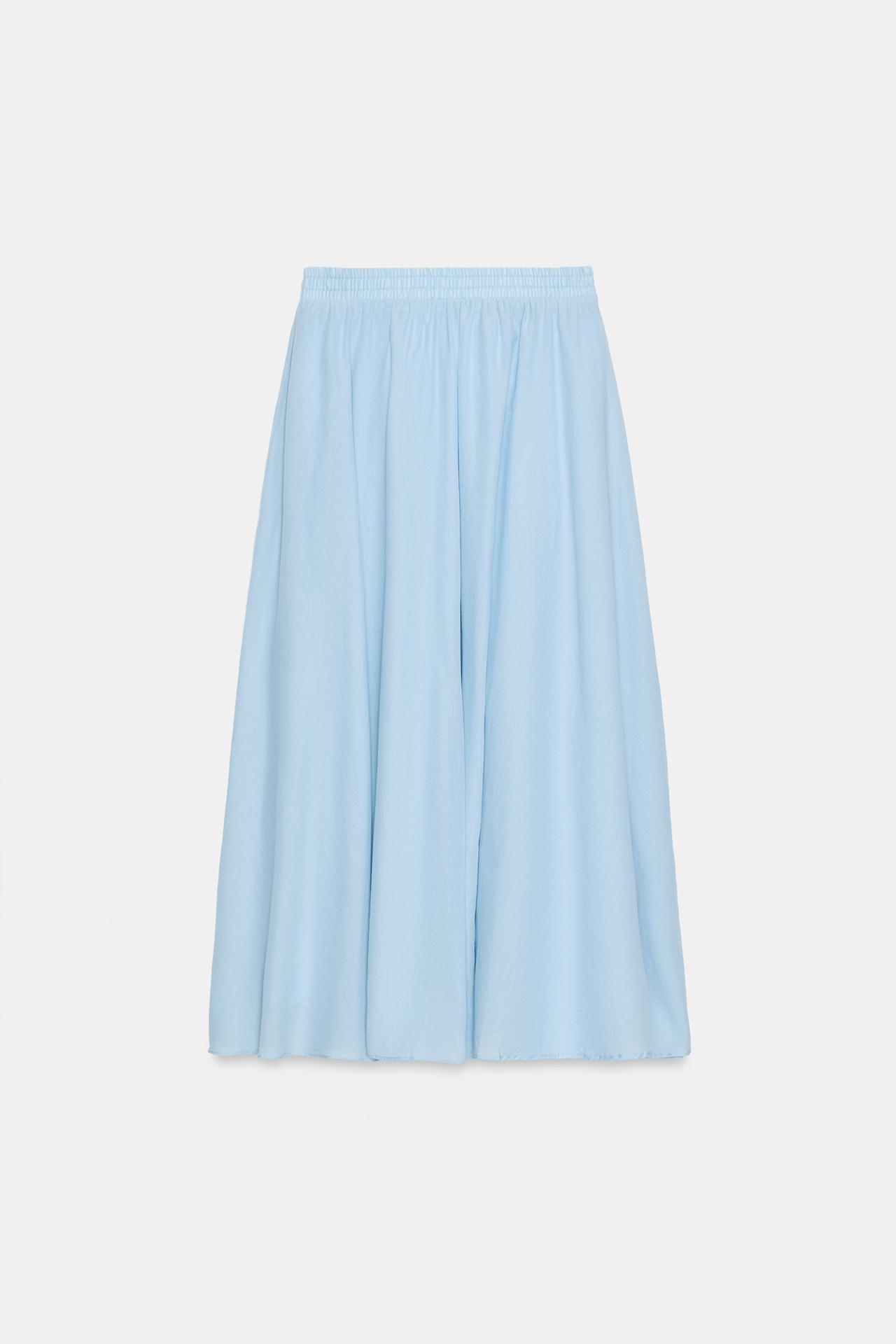 LAYERED MIDI SKIRT — Pastel blue