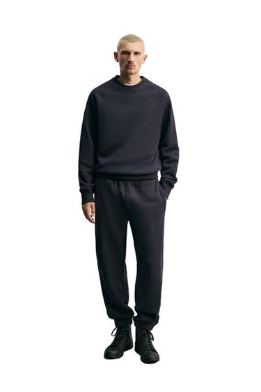 Zaras SWEATSHIRT MED RUND KRAGE OCH LÖS PASSFORM - Mörkt marinblå