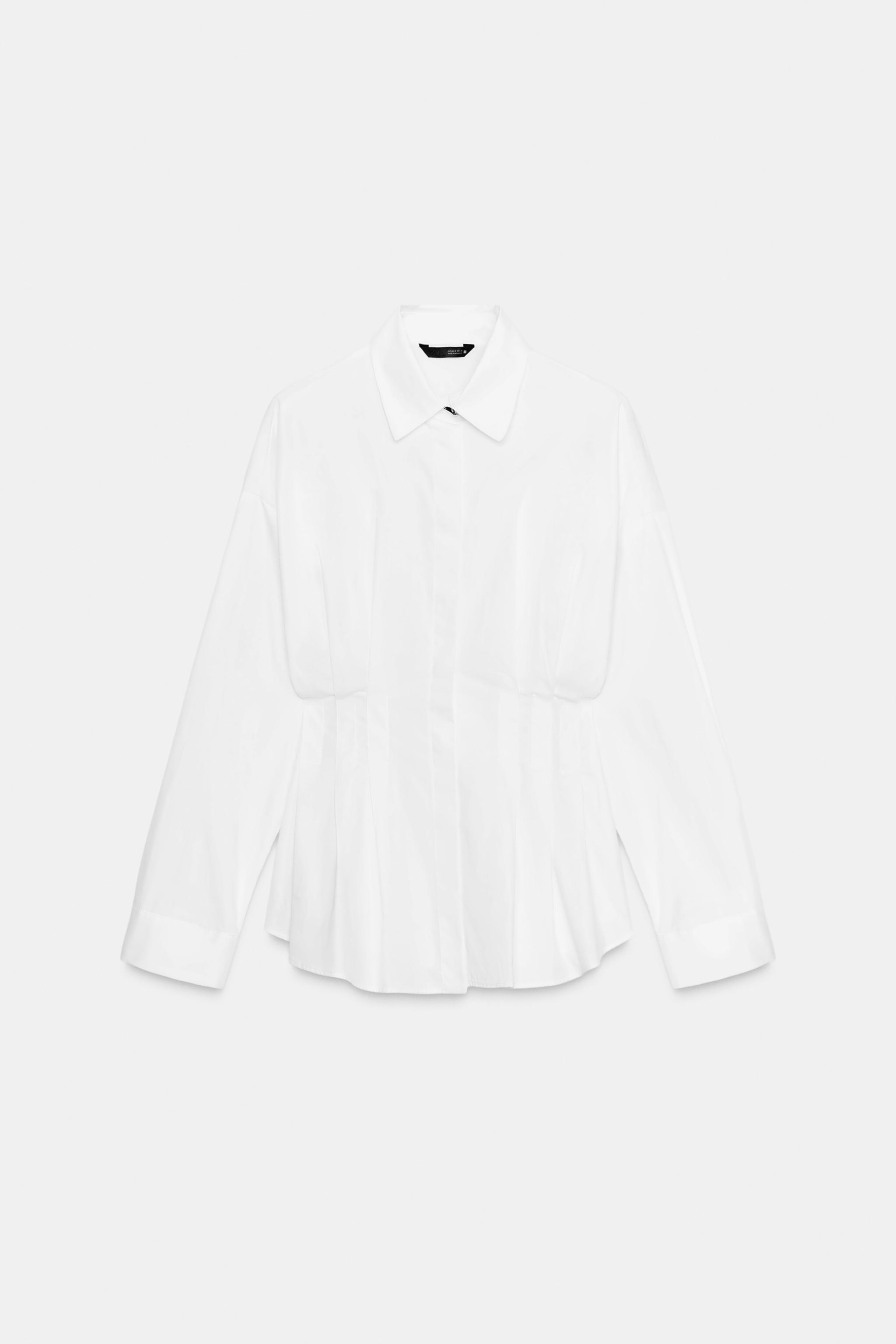 PLEATED POPLIN SHIRT