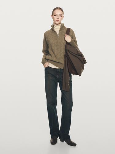 Zara 100% cashmere high neck sweater with zip - Greenish - Image 0