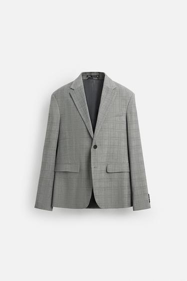 BLAZER TRAJE CUADROS - Gris medio de Zara