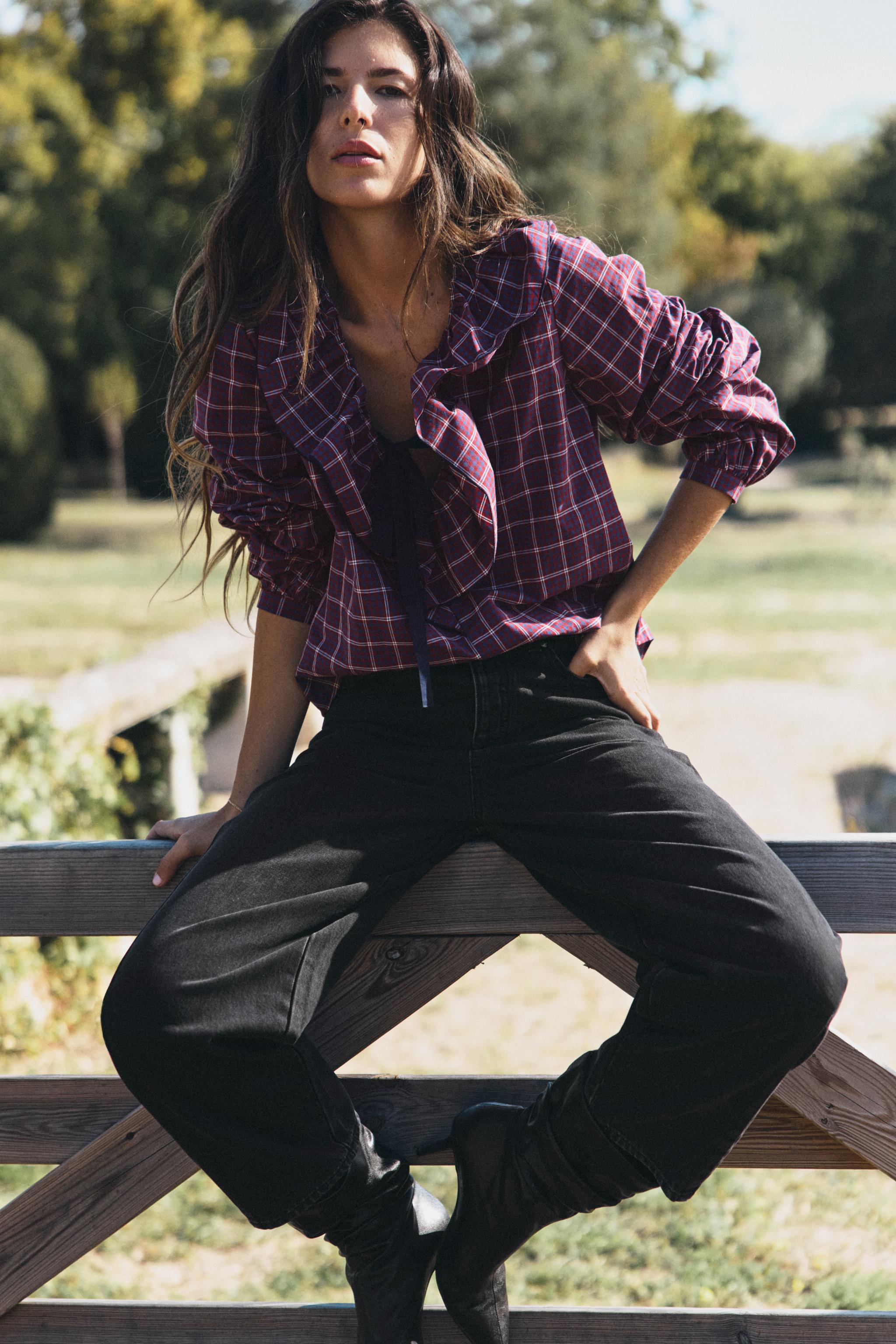 CHECKED BOW BLOUSE