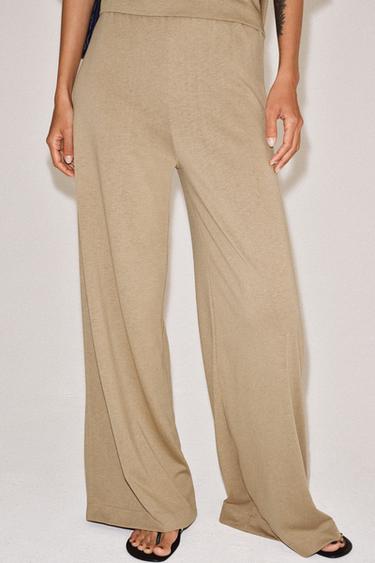 STRAIGHT FLOWING TROUSERS - Beige by Zara