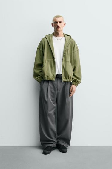 WASHED WAFFLE-KNIT HOODED JACKET - Pistachio by Zara - Image 0
