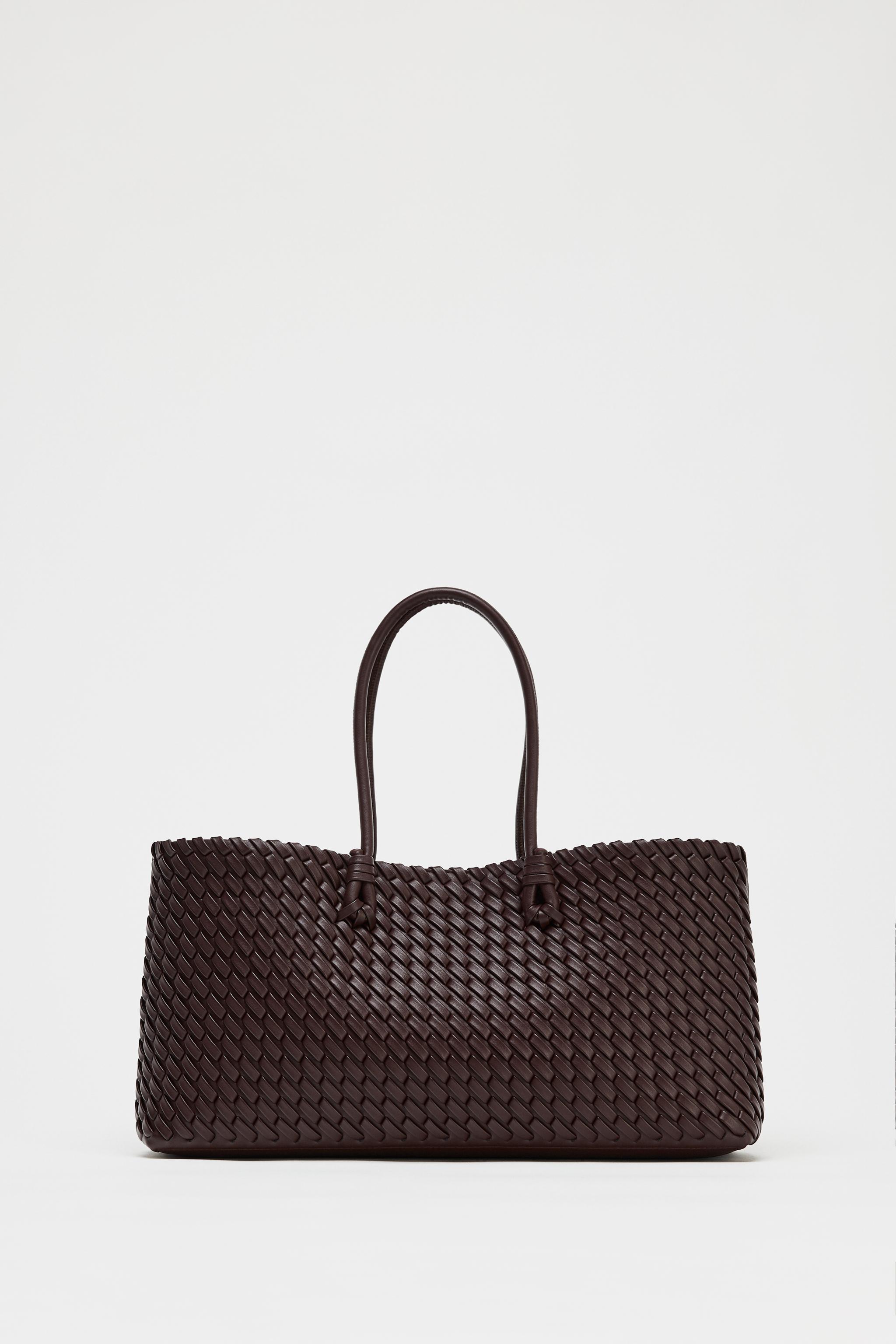 編み込み縦長トートバッグ - ボルドー | ZARA Japan / 日本 編み込み縦長トートバッグ - ボルドー | ZARA Japan / 日本