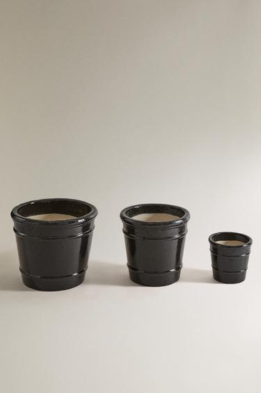 CERAMIC GARDEN POT - Black by Zara