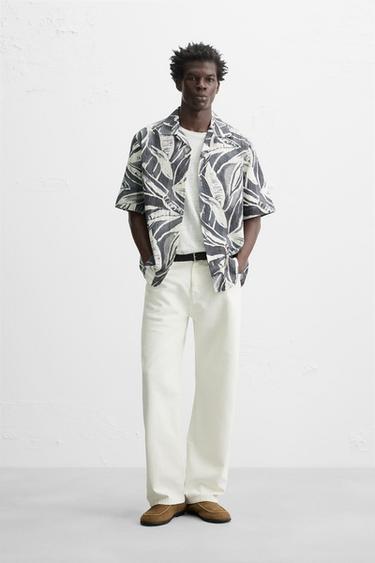 SEERSUCKER PRINT SHIRT - Dark grey by Zara - Image 0