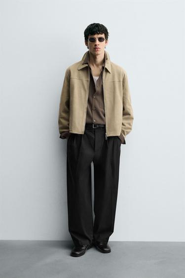 RELAXED FIT PLEATED TROUSERS - Black by Zara