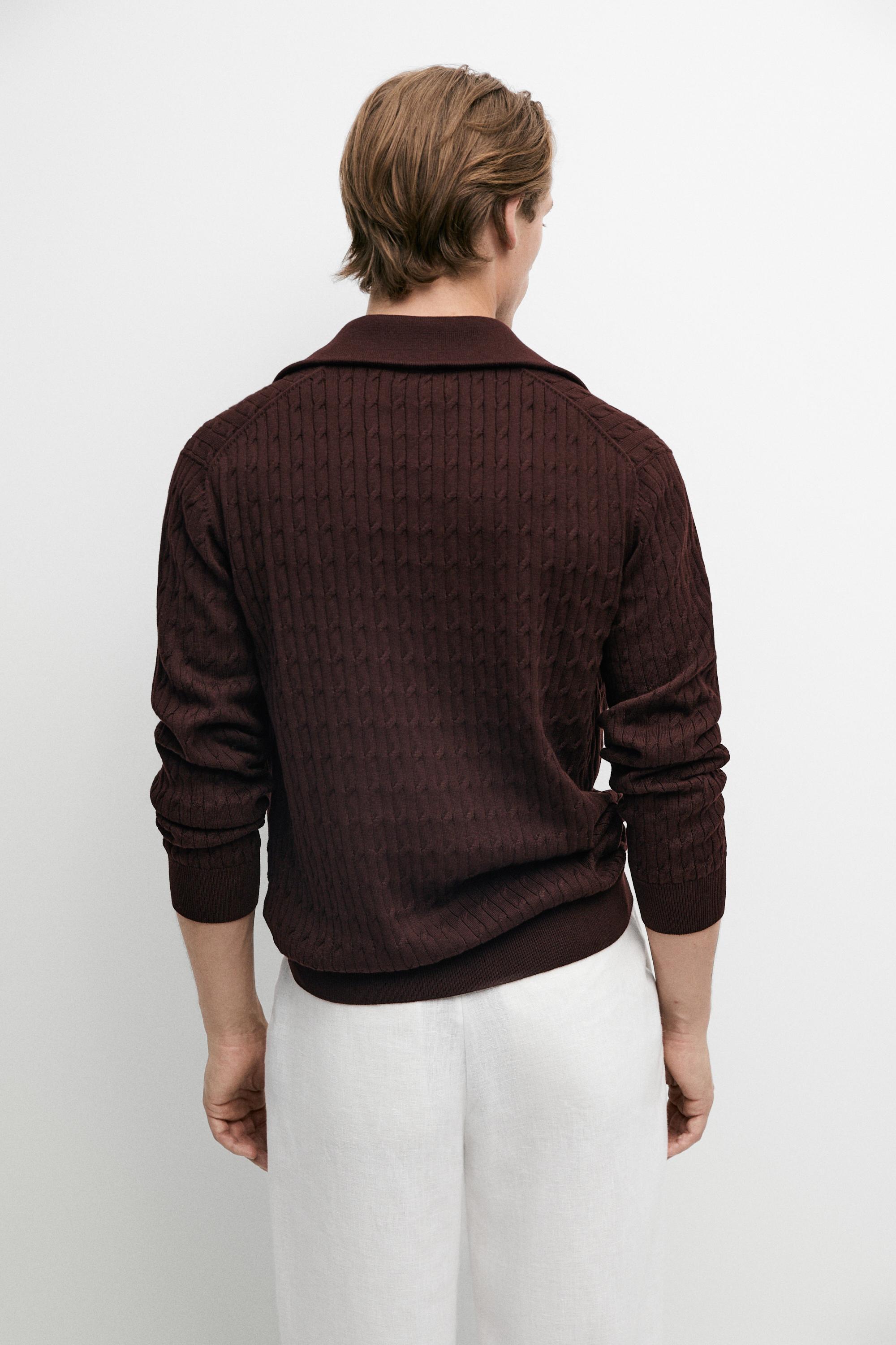 Mock neck knit zip sweater