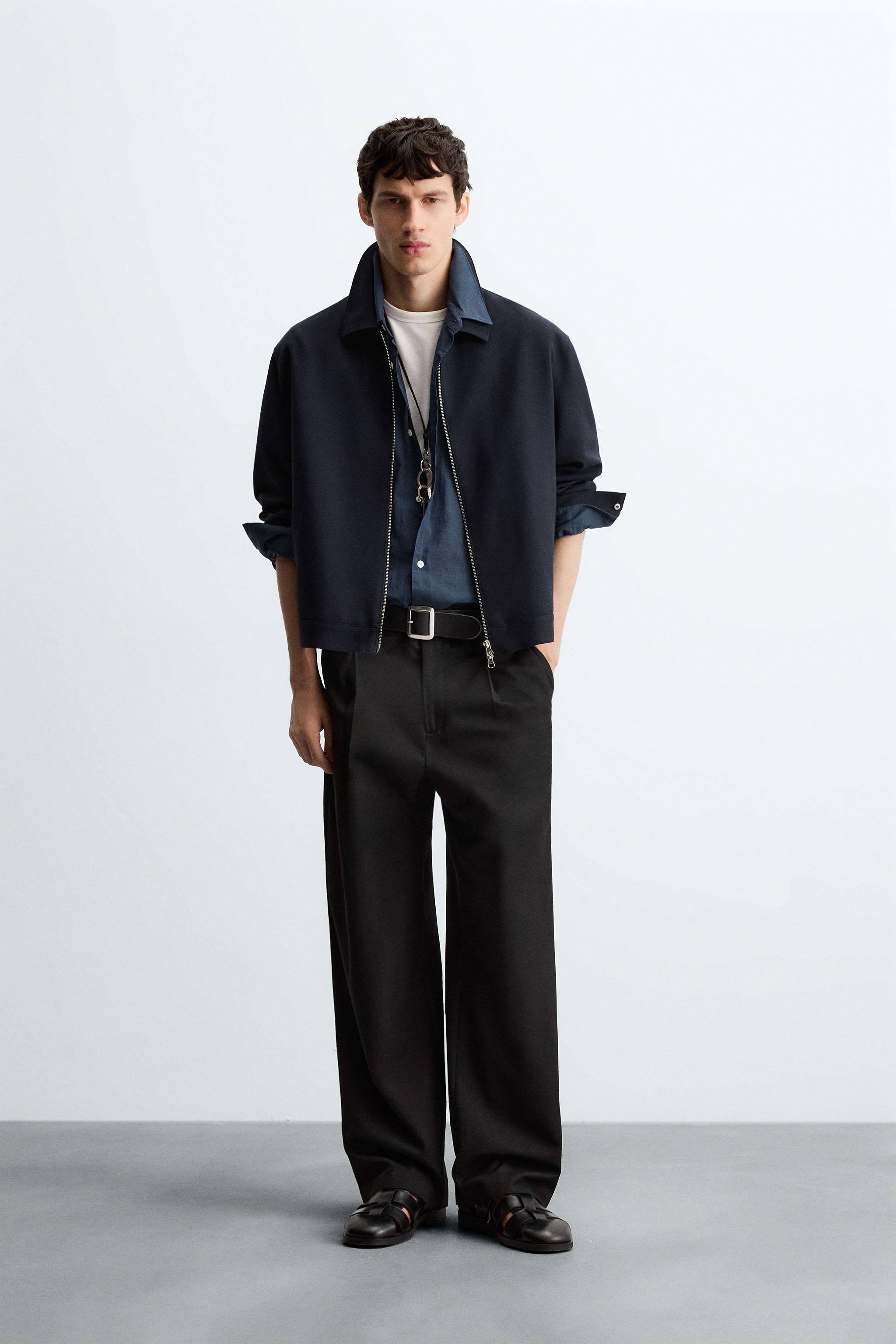 ジッパー付きシャツジャケット - ダークネイビーブルー | ZARA Japan