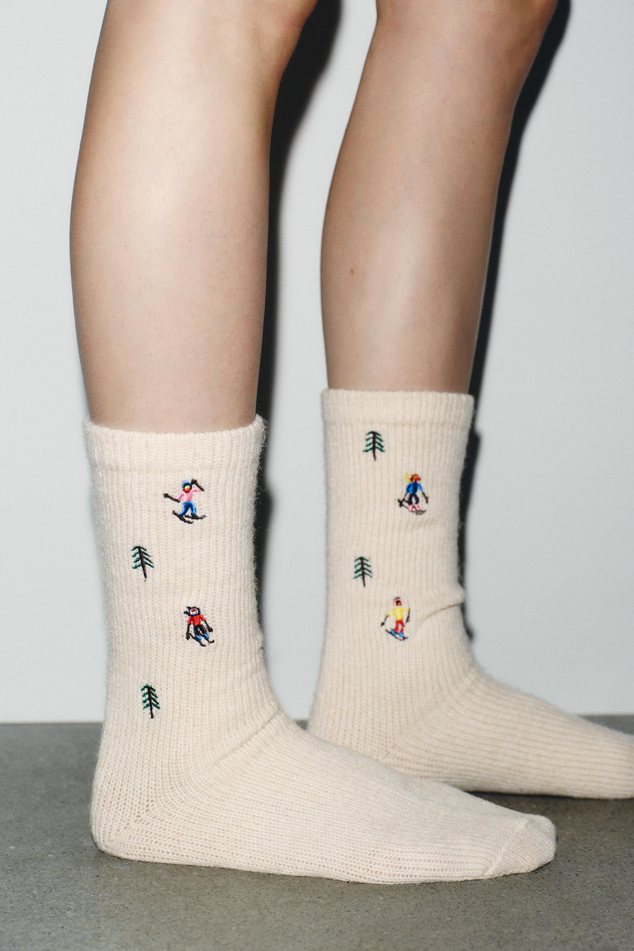 刺繍入りハイソックス - エクリュ | ZARA Japan / 日本