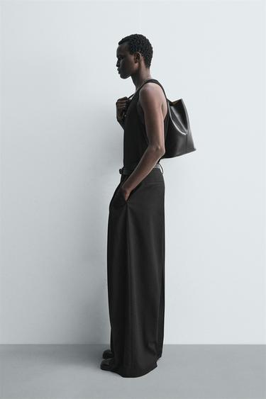 WIDE-LEG PLEATED TROUSERS - Black by Zara - Image 3
