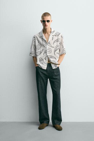 PAISLEY PRINT JACQUARD SHIRT - White by Zara