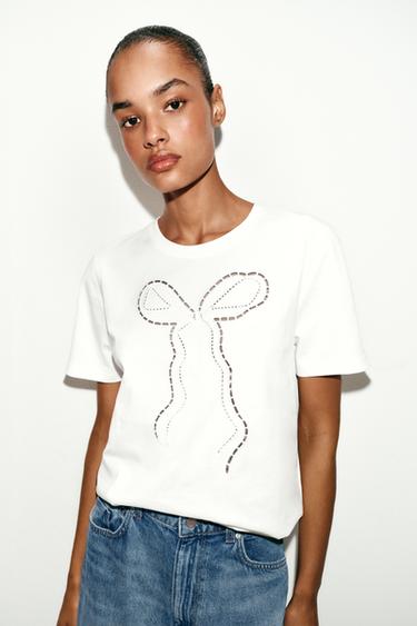 CAMISETA LAZO DIANTEIRO - Branco de Zara