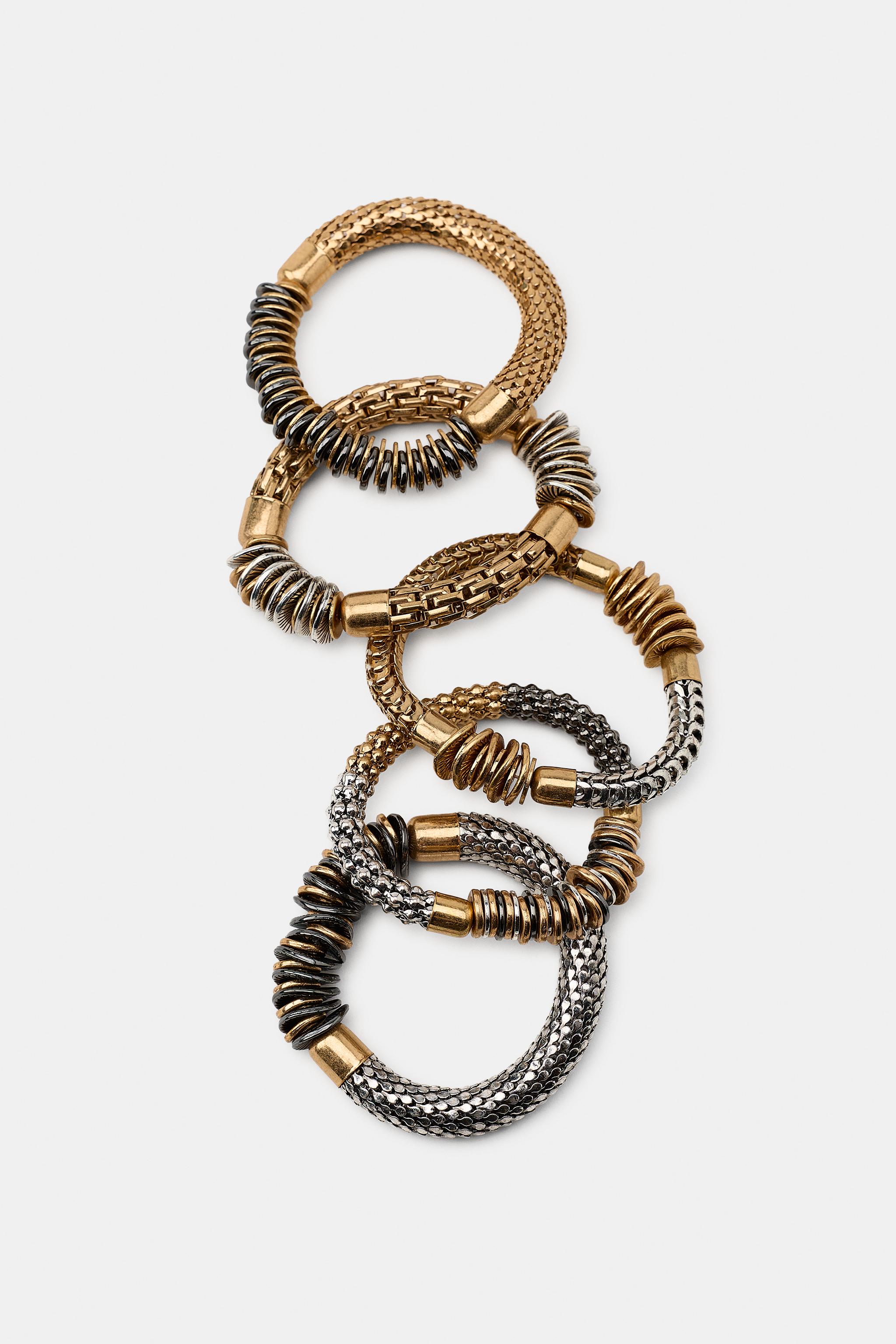 Женские аксессуары Zara 5-PACK MIXED ELASTIC BRACELETS — фото 3