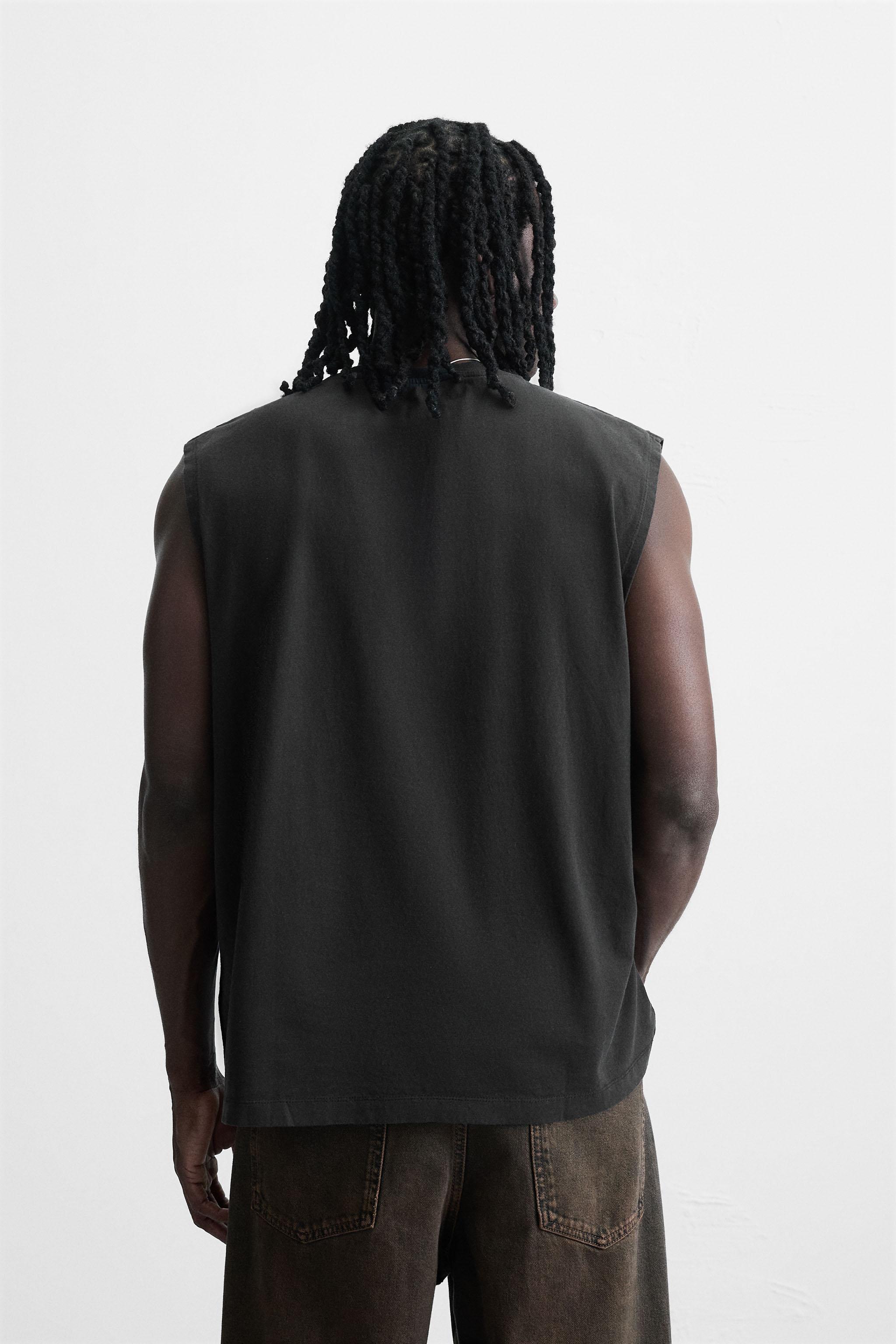 【ZARA】ウォッシュ加工プリントタンクトップ ウォッシュ加工プリントタンクトップ - カーボングレー | ZARA