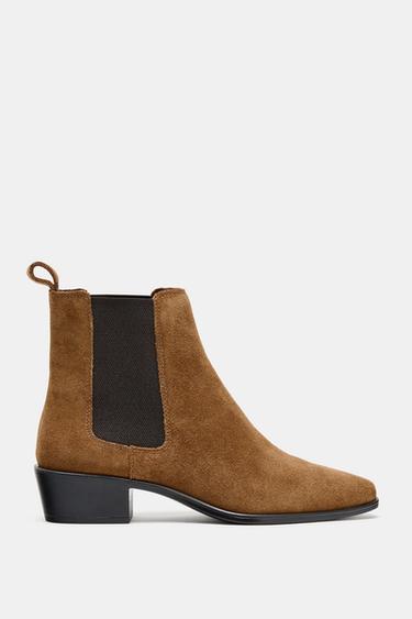 SPLIT SUEDE CHELSEA ANKLE BOOTS - Brown by Zara