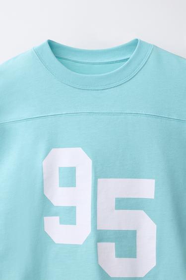 NUMBER AND STRIPE PRINT T-SHIRT - Turquoise by Zara - Image 2