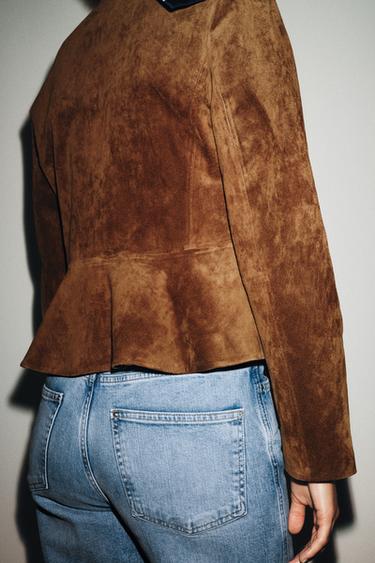 100% LEATHER JACKET - whisky by Zara - Image 3