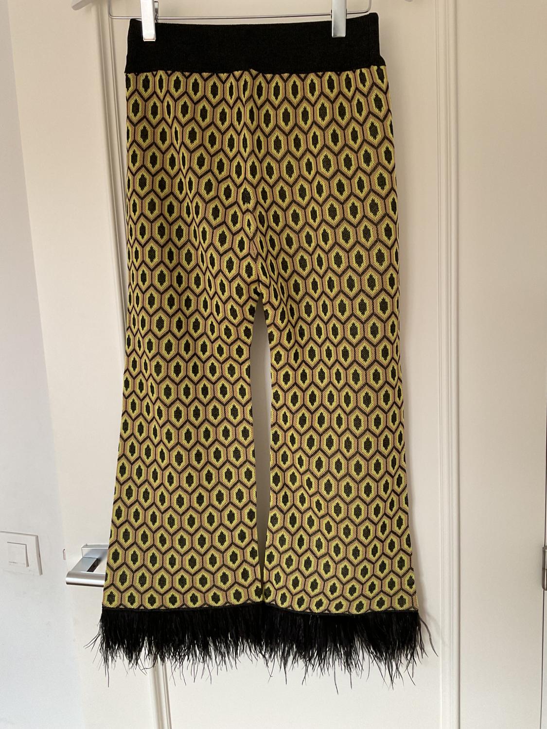 JACQUARD TROUSERS WITH FEATHER TRIMS - Image 2