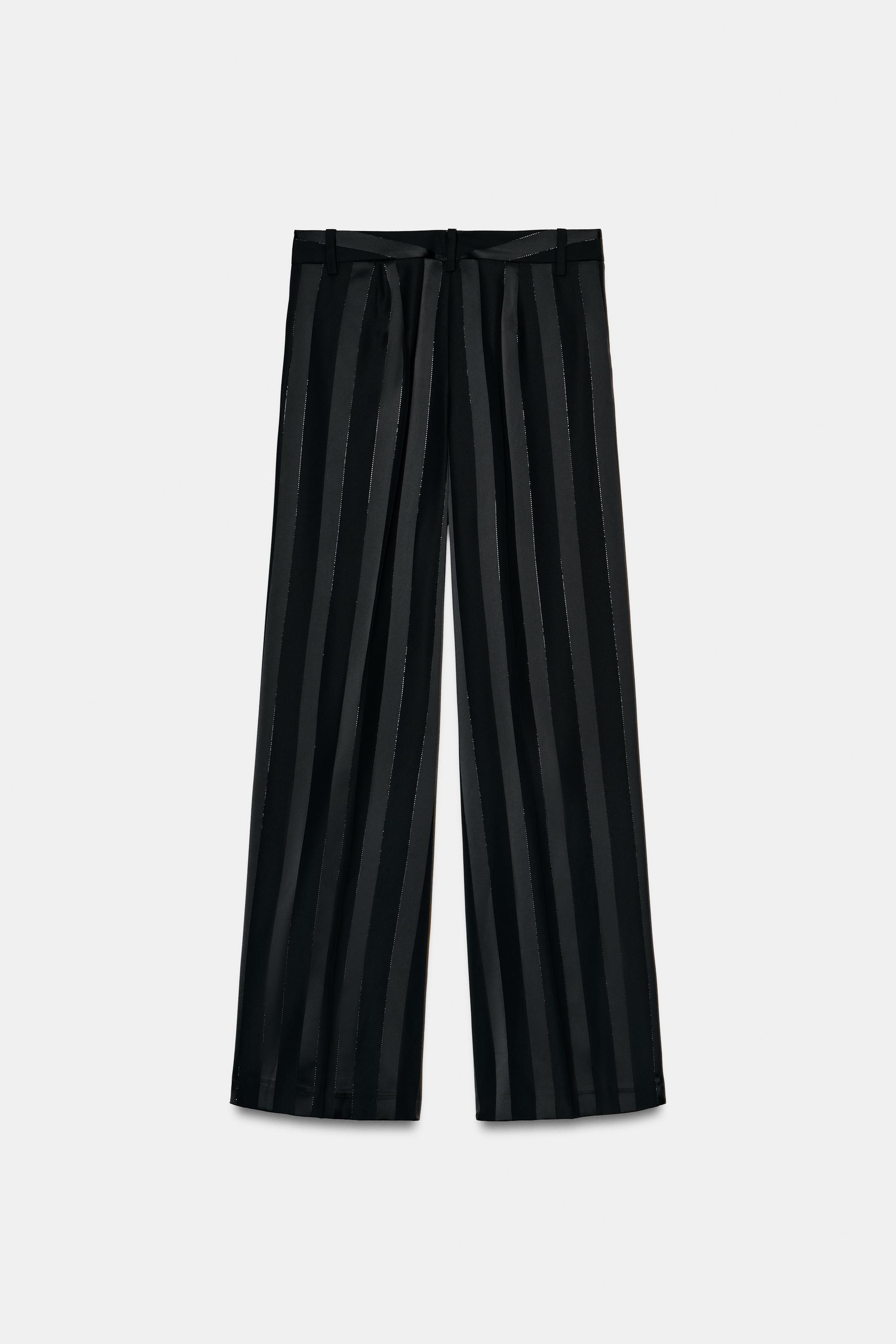 Jacquard Striped Pants with Metallic Thread - Black | ZARA United
