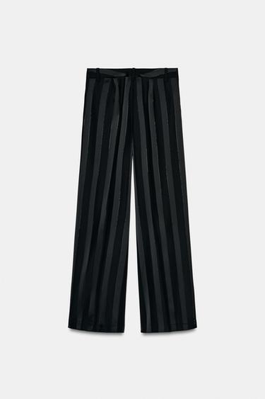 METALLIC THREAD STRIPED JACQUARD TROUSERS - Black by Zara - Image 5