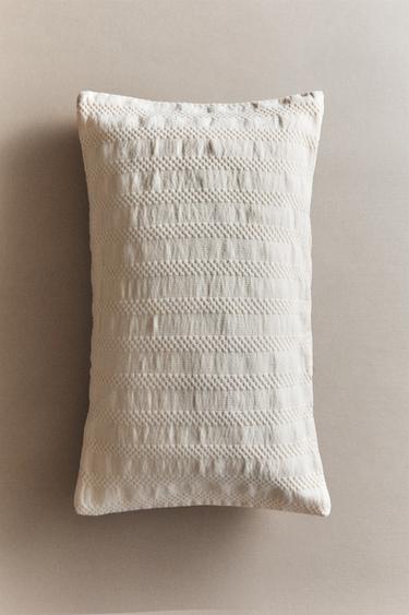 CHILDREN'S STRIPED TEXTURED CUSHION COVER - Ecru by Zara