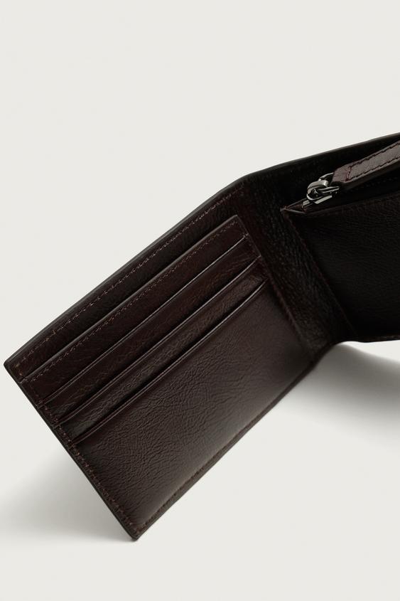 PORTEFEUILLE EN CUIR - Marron de Zara - Image 2
