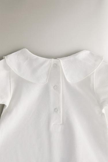 CHILDREN'S SHORT ROMPER WITH EMBROIDERED ELEPHANT - Oyster-white by Zara - Image 4