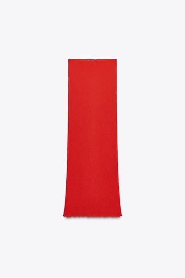 Zara TEXTURED LONG SKIRT - Intense red