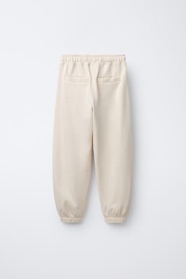 PANTALON EN MOLLETON BALLON - Écru de Zara - Image 1