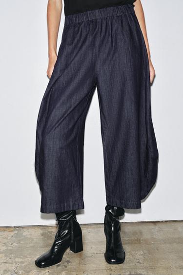 PANTALON DENIM VOLUME ZW COLLECTION - Bleu de Zara - Image 1