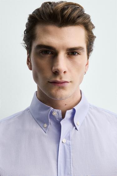 REGULAR FIT CHECK SHIRT - Lilac / White by Zara - Image 4