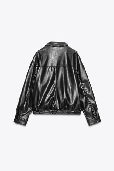 BLOUSON BOMBER EN MATIÈRE SYNTHÈTIQUE - Noir de Zara - Image 7