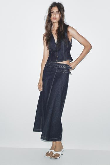 FALDA Z1975 CRUZADA DENIM - Azul de Zara