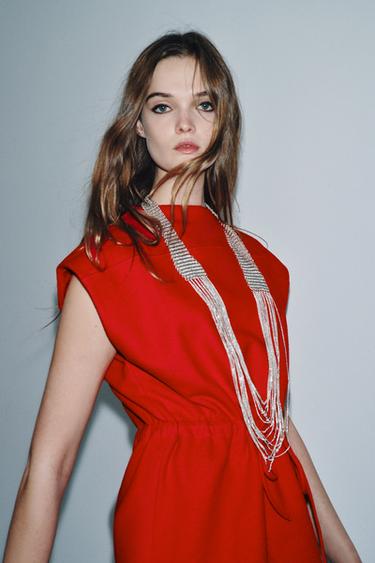 GILET DOUX AVEC CORDONS - Rouge de Zara - Image 5
