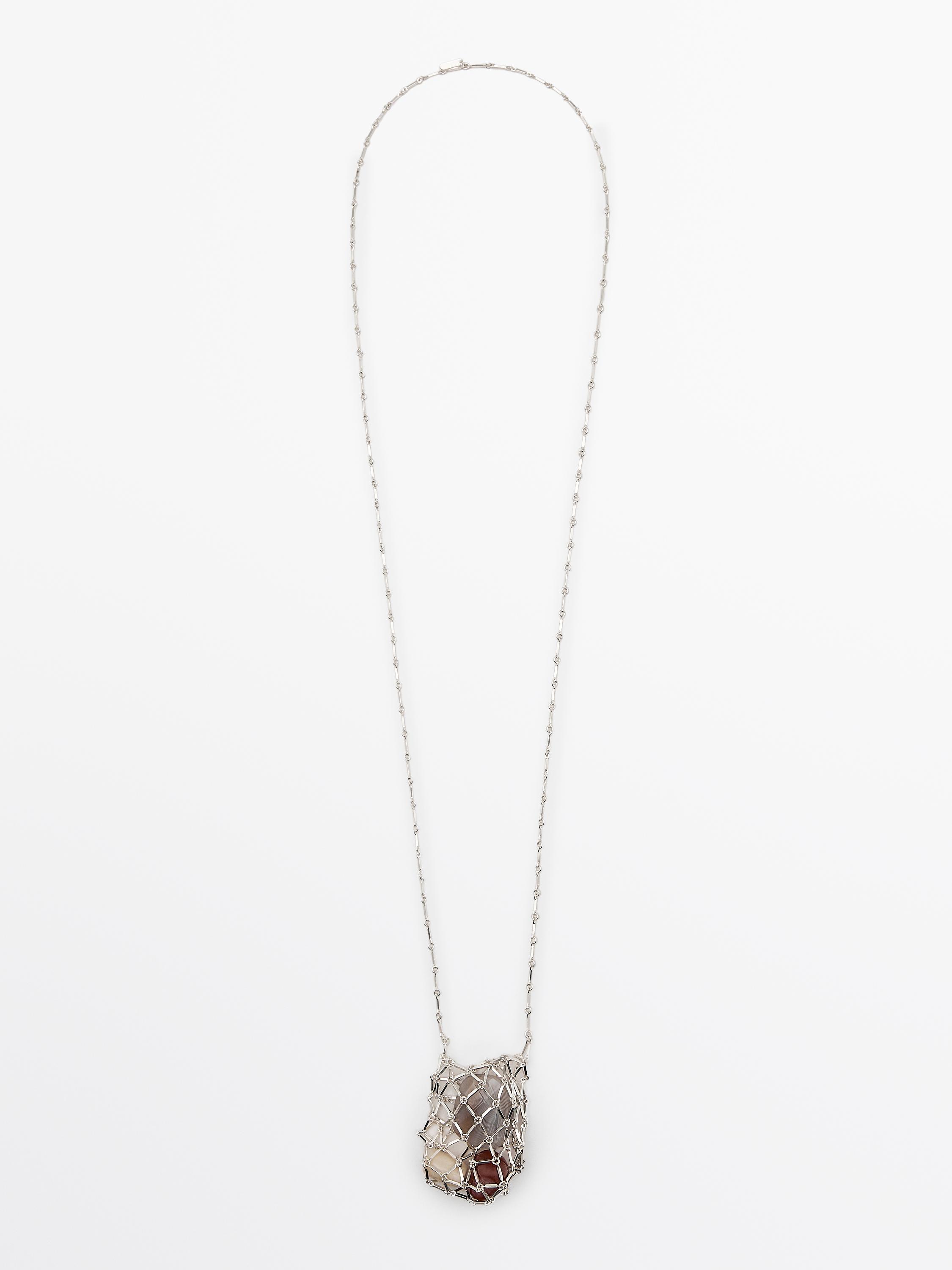 Mesh stone necklace - Silver | ZARA United States Mesh stone necklace - Silver | ZARA United States